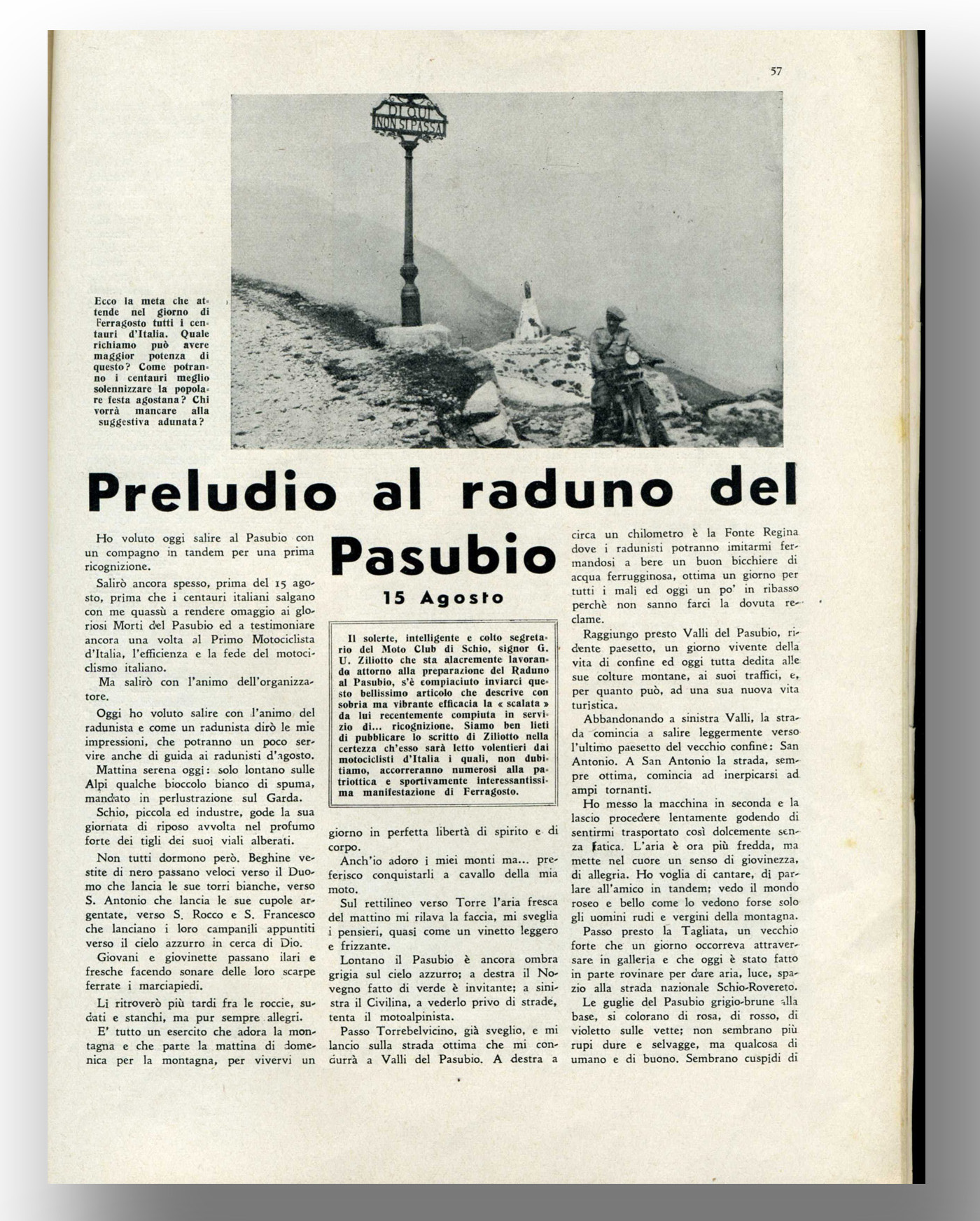 Articolo Motociclismo 26 luglio 1934